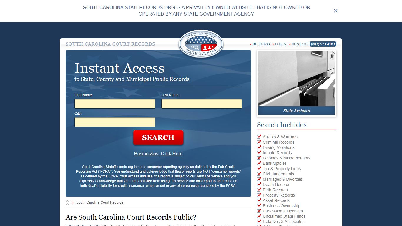 South Carolina Court Records | StateRecords.org